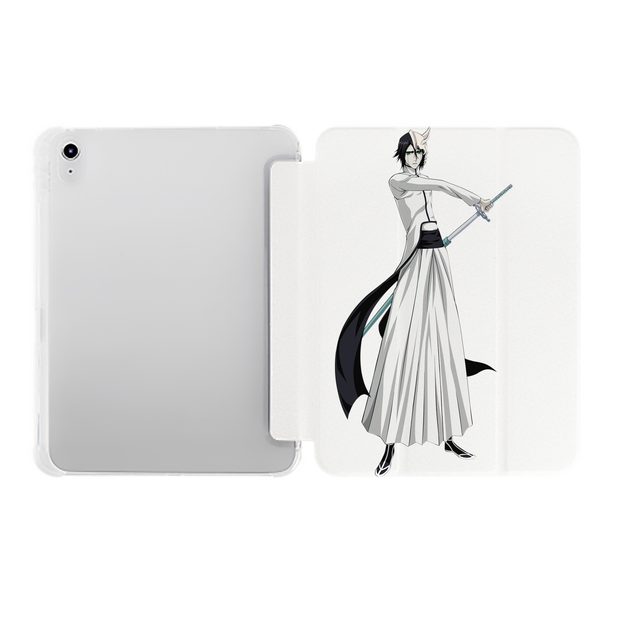 （画像用） ブリーチ ウルキオラ·シファー BLEACH Ulquiorra cifer IPad ケース ペン収納付き 三つ折りスタンド PUレザー×シリコン 対応機種9.5/10.5/10.9インチ